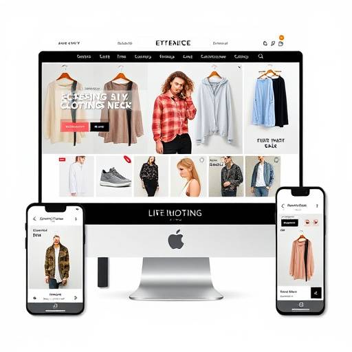 Capture d'écran d'un site web e-commerce responsive pour une boutique de vêtements en ligne